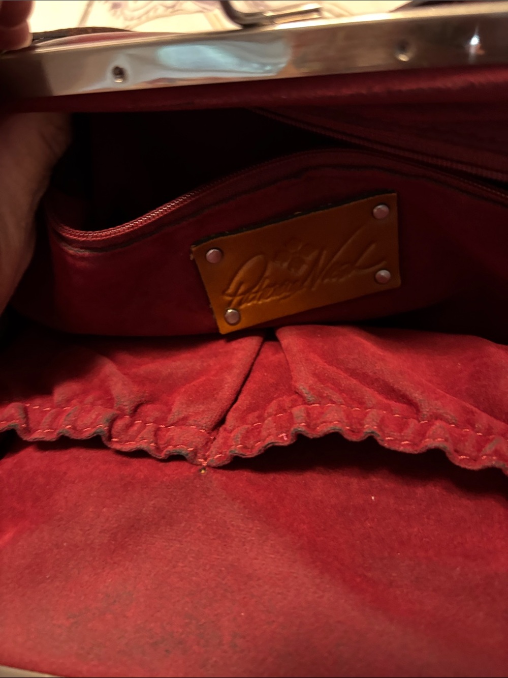 Patricia Nash  Floral Embossed Leather Shoulder Bag - Burgundy - Picture 6 of 16